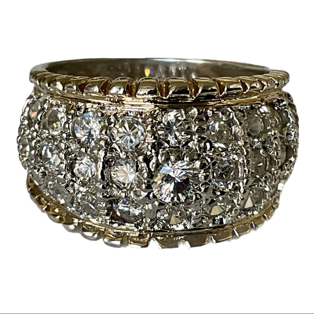 CZ Cluster 925 Silver Ring sz 5.5